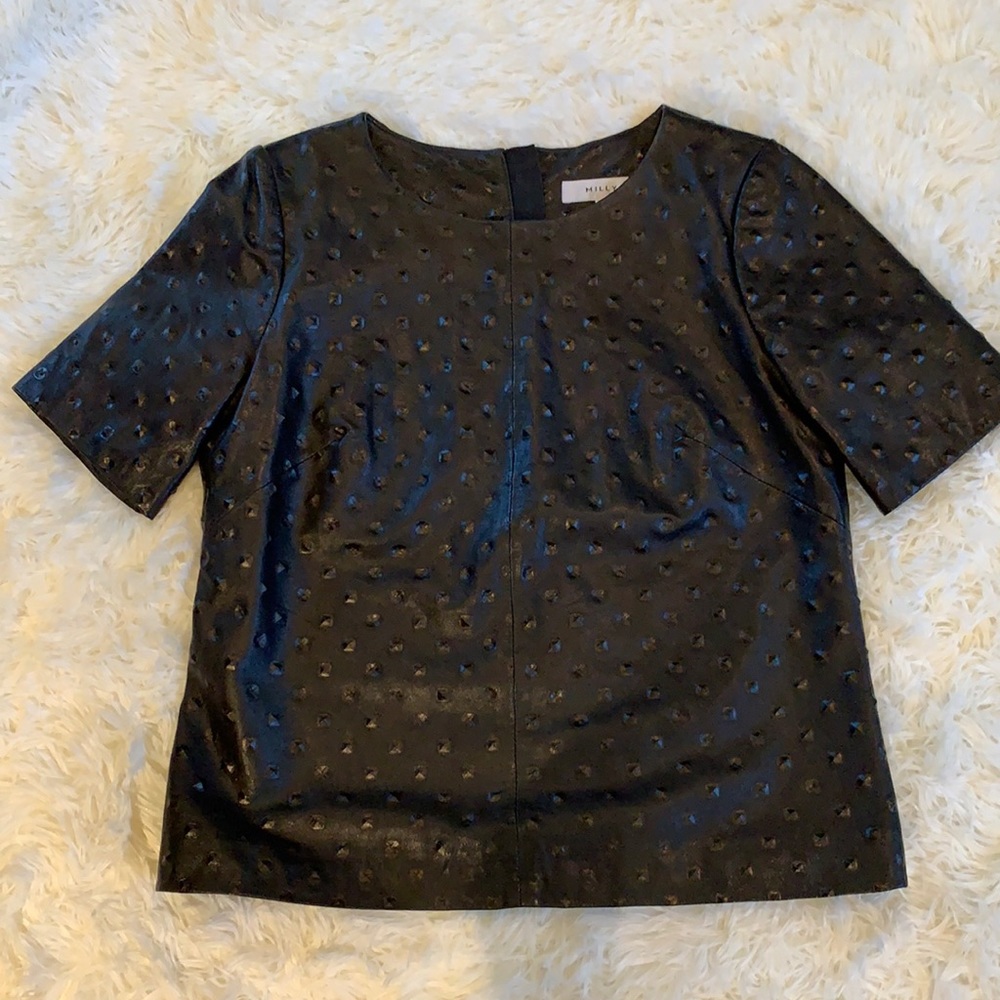 Milly Lamb Leather Short Sleeve Top sz 4
